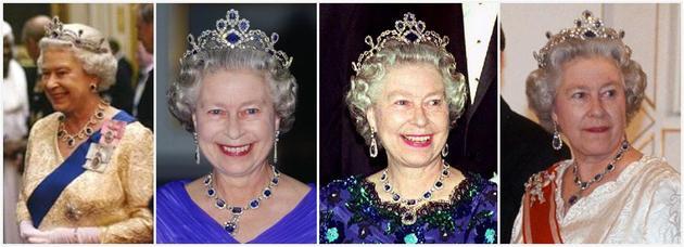 伊丽莎白二世女王佩戴“现代蓝宝石王冠”(Modern Sapphire Tiara)
