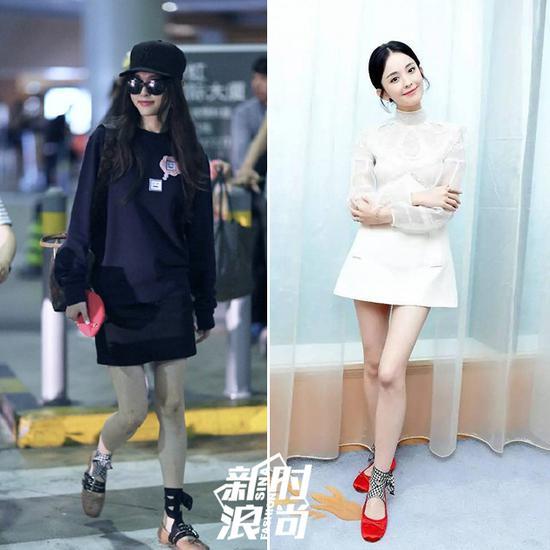 唐嫣,娜扎穿Miu Miu芭蕾舞鞋