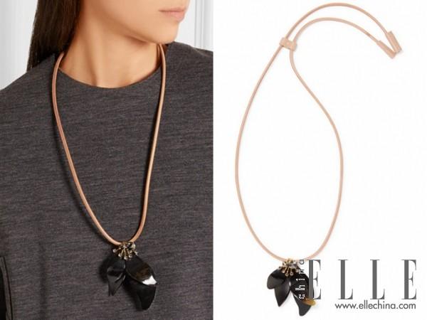 MARNI 水晶、皮革、角制项链 参考价格:$477