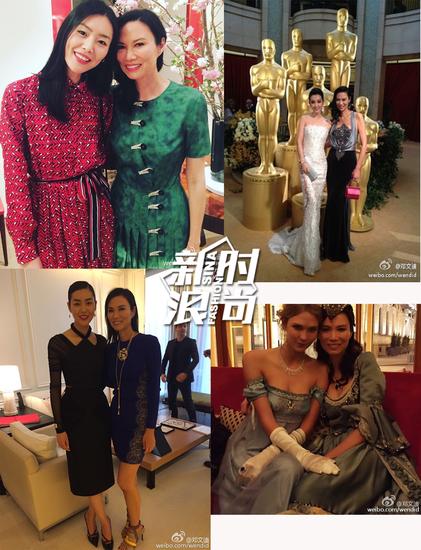 邓文迪with刘雯、李冰冰、KK