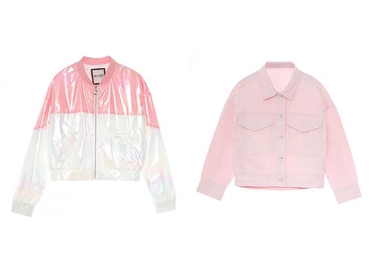 Etam Weekend粉白撞色外套(左)Etam Weekend 休闲牛仔外套(右)