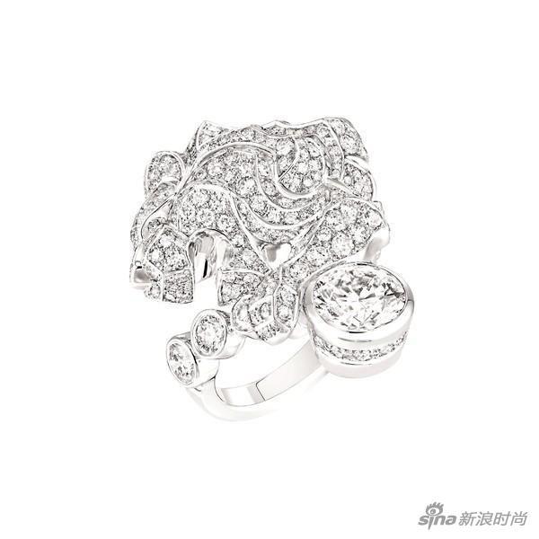 CHANEL高级珠宝-“Lion-Protecteur”系列戒指,白18K金镶嵌钻石