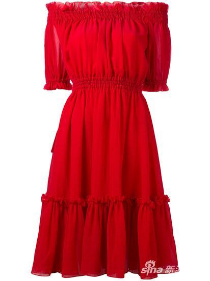 Alexander McQueen 露肩缩褶连衣裙 约¥22196