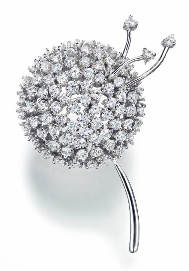 HEFANG Jewelry蒲公英胸针 / Dandelion Brooch 材质:925银,人造锆石