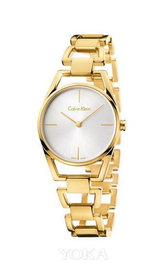 calvin klein dainty 俊俏系列女士腕表 灿金,售价2550元。