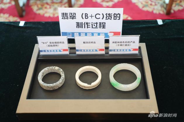 图说:翡翠B+C货制作过程样品展示