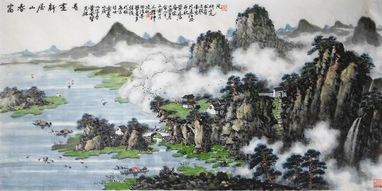 富春山居新画卷, 69x136cm ,2016年作,水墨设色