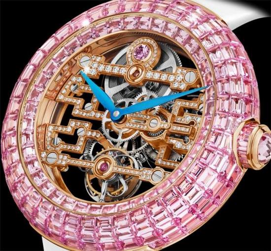 Jacob & Co.杰克宝Brilliant系列Art Deco腕表粉色蓝宝石款