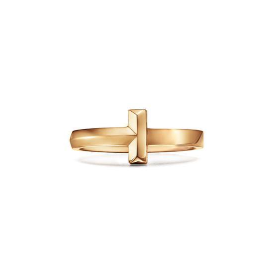 Tiffany & Co.蒂芙尼T1系列 18K黄金窄式戒指