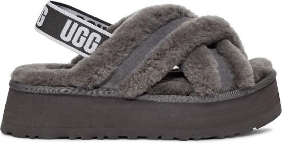 UGG®炭灰色迪斯科交叉拖鞋