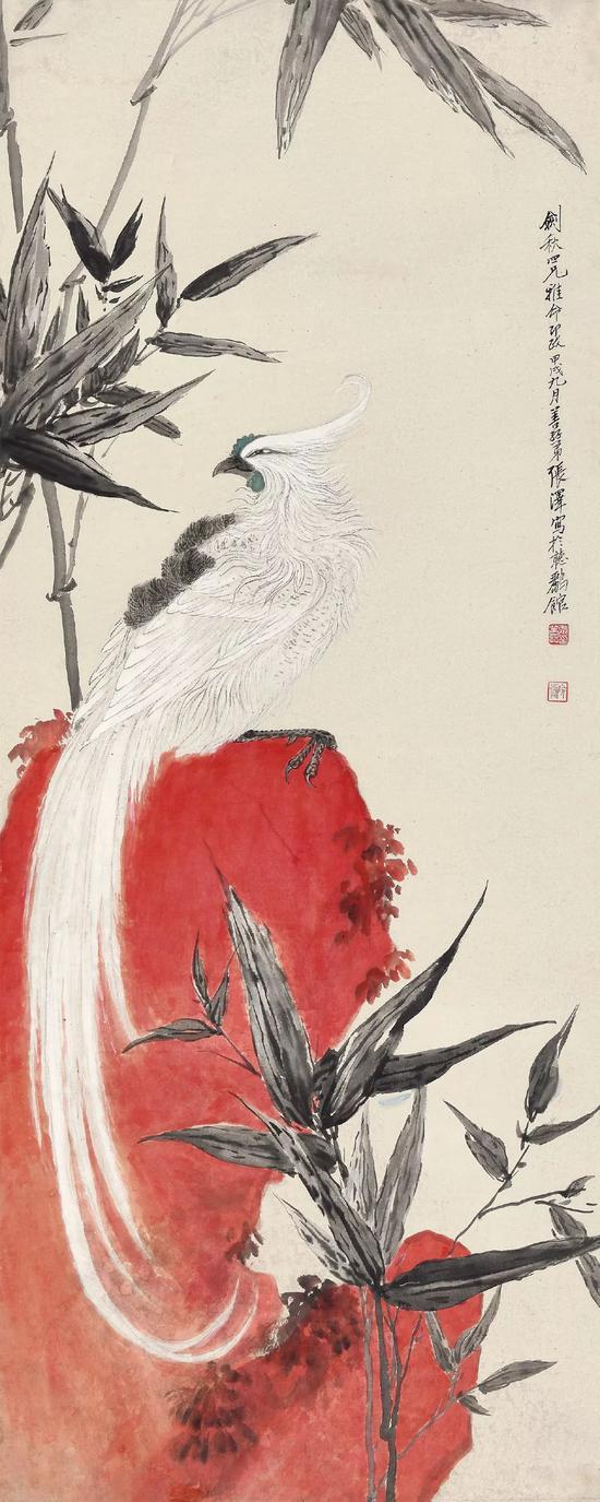 Lot 142 张善孖(1882-1940) 仁风披丹冈 立轴 设色纸本 1934年作 出版:《中国近代绘画丛刊·张善孖》第92至93页,(台北)雅墨文化事业有限公司,2014年12月 尺寸:133.8×53.8 cm。 约6.5平尺