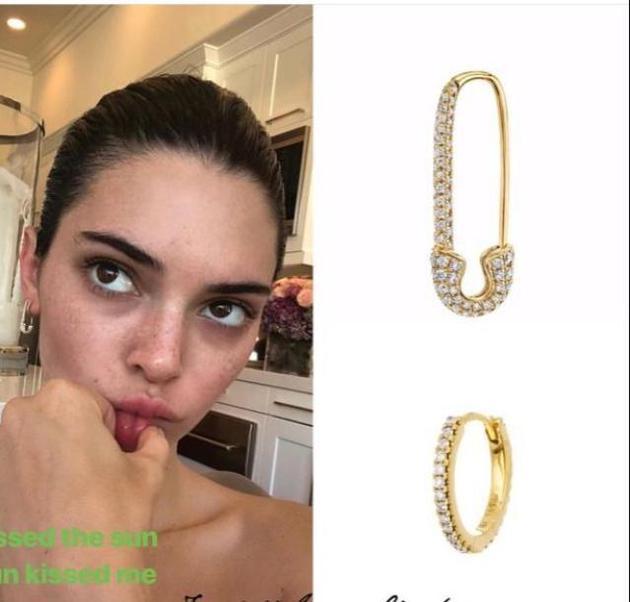 Kendall Jenner佩戴Anito Ko品牌安全别针耳坠