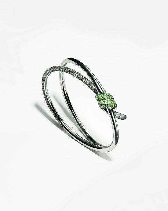 Tiffany & Co. 蒂芙尼Tiffany Knot x Arsham Studio 18K白金镶嵌钻石及沙弗莱石限量版手镯
