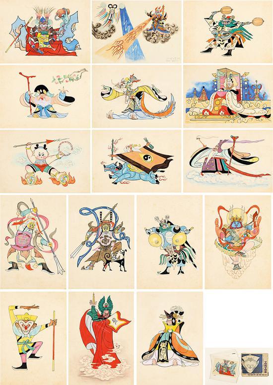 张光宇、张正宇《大闹天宫》动画设计稿十六帧 80万起拍,143.75万元成交。