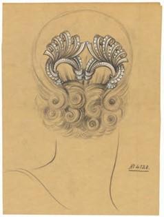 Ribbon发梳设计图,约1955年Van Cleef & Arpels梵克雅宝档案