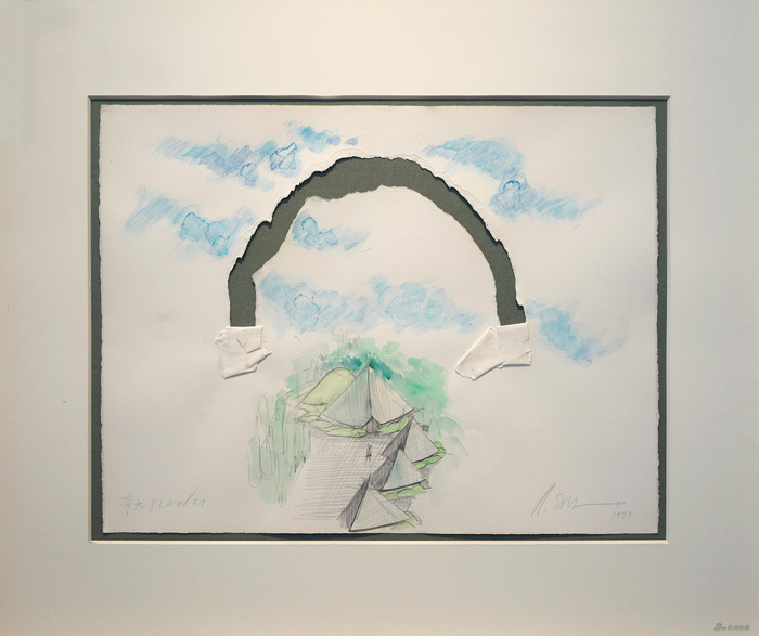 带云PLAN Ⅰ_ 手工纸,铅笔,钢笔,蜡笔,水彩_50x65cm_1979年