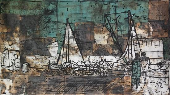 齐喆 Qi Zhe《九月 September》油印套色木刻 Multi-colored woodcut 52x92cm 2014