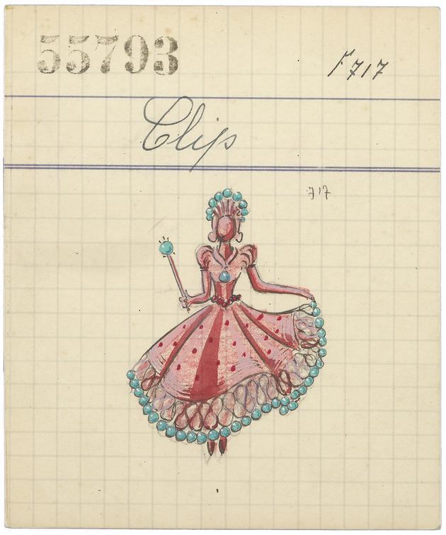 仙子胸针设计手稿,1945年 Van Cleef & Arpels梵克雅宝档案