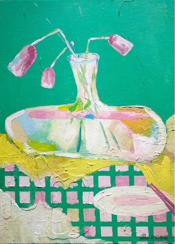 尹伊 混合香气 70x50cm 布面丙烯、蜡笔 2021年