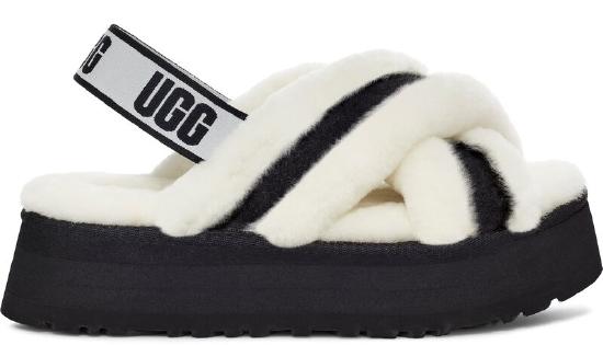 UGG®白色迪斯科交叉拖鞋