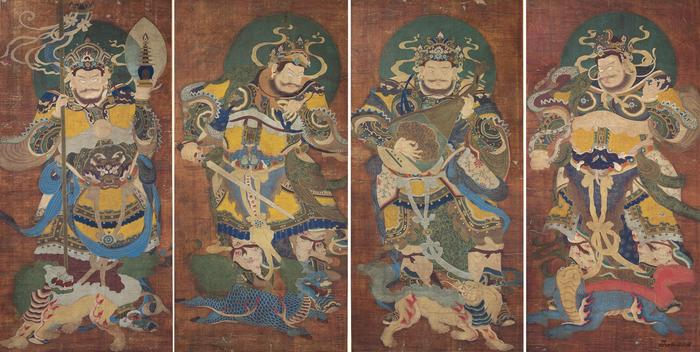 四大天王像,明代 洪武十七年(1384),设色绢本立轴,215x105cm,出版:佛教寺庙宝藏《思量》