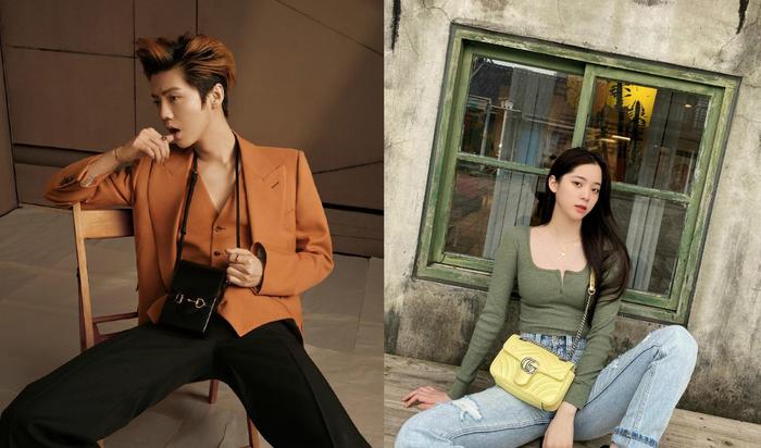 鹿晗持 Gucci 1955马衔扣小马包 、 欧阳娜娜持 Gucci GG Marmont手袋