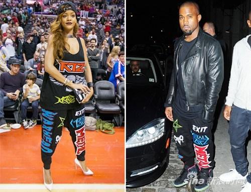 Kanye West、Rihanna身穿KTZ品牌长裤