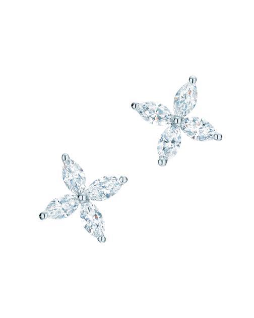 (相似款)Tiffany & Co。 蒂芙尼Victoria系列铂金镶钻耳钉