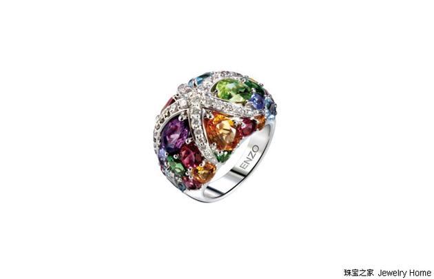 ENZO 海洋系列海星戒指 ENZO 海洋系列海星戒指,18K白金钻石,红碧玺,紫晶,海蓝宝,黄晶,石榴石,橄榄石