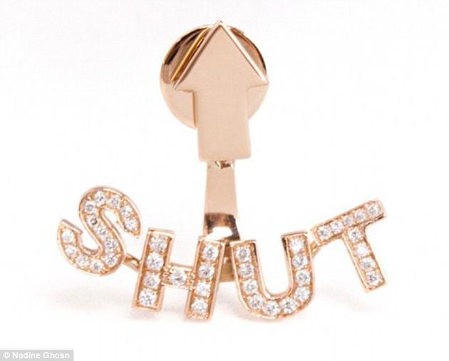 Nadine Gohsn“Shut Up”耳饰,材质:18K玫瑰金、钻石