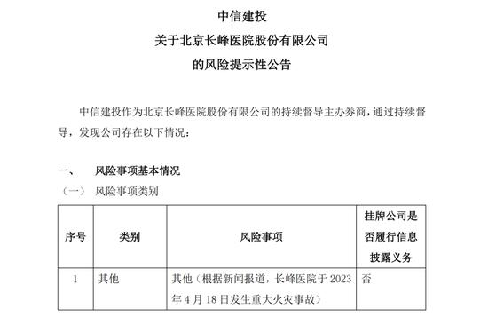 突发！长峰医院因重大风险股票停牌！主办券商中信建投：未能与公司取得联系。保险公司已启动应急预案