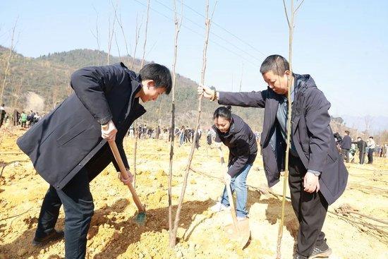 茅台集团董事长丁雄军参加新春植树，身穿运动服脚踏耐克鞋颇显年轻