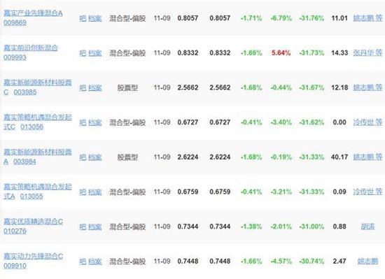 嘉实基金多只基金产品净值巨亏，姚志鹏多只产品近一年亏损超30%