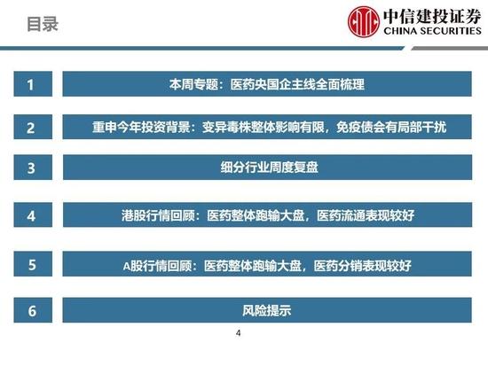 中信建投：医药央国企主线全面梳理，随着国企改革持续进行，中药、化学制药及医药商业板块企业值得重点关注