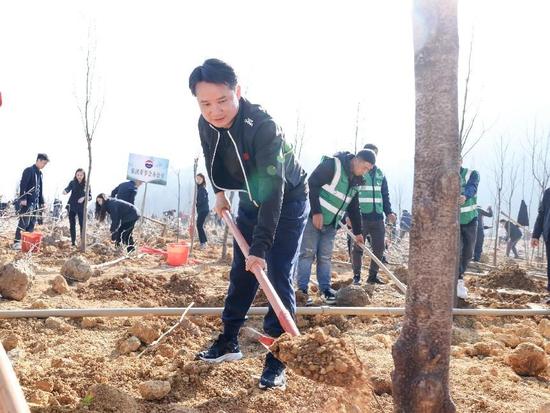 茅台集团董事长丁雄军参加新春植树，身穿运动服脚踏耐克鞋颇显年轻