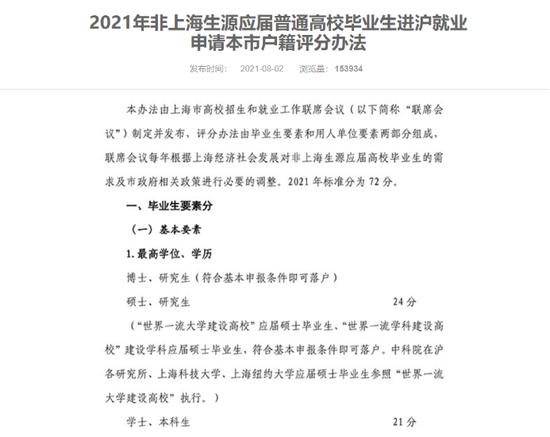 落户政策放宽！今年上海应届硕士毕业生可直接落户 杭州：本科、研究生毕业两年内可“先落户后就业”