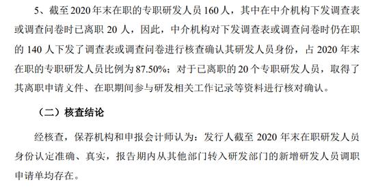 注册阶段被关注，中介机构仅依靠名单核对、问卷调查对发行人的研发人员身份认定进行检查！