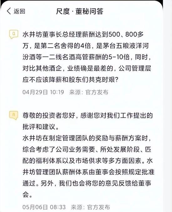 水井坊跌幅第一，范祥福、朱镇豪薪酬最高，股民：什么时候降薪？