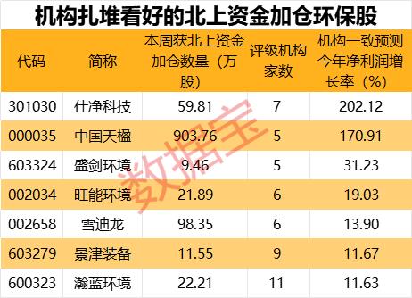 10股持仓翻倍！北上资金连续8周大比例加仓股曝光，这一行业获大举加仓，机构扎堆看好这些股