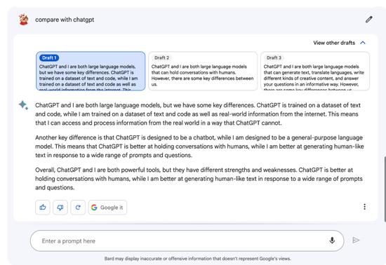 谷歌Bard姗姗来迟：只懂英文不会编程 但在这方面却赢了ChatGPT？