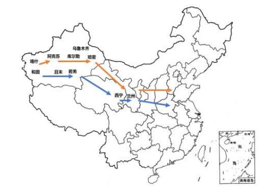 图9红枣出疆运输路线