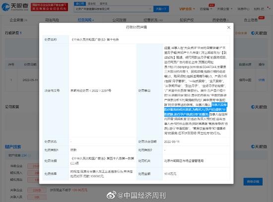 北京广禾堂健康科技有限公司无资质宣传中医把脉 被罚10万