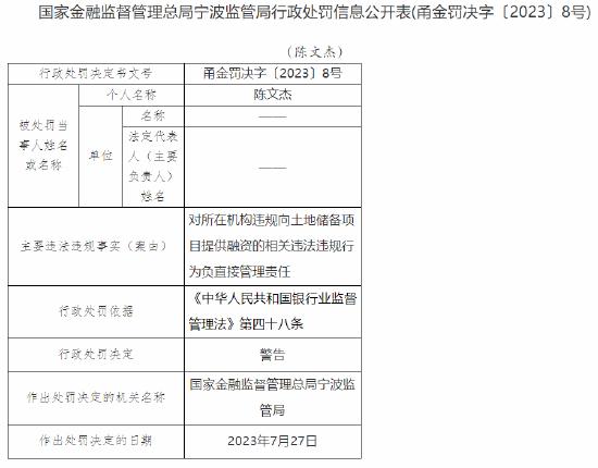 因高级管理人员在任职资格核准前实际履职等问题，宁波慈溪农商行被罚330万元