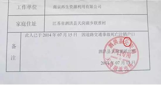 知情人提供的陈服“死亡证明”。