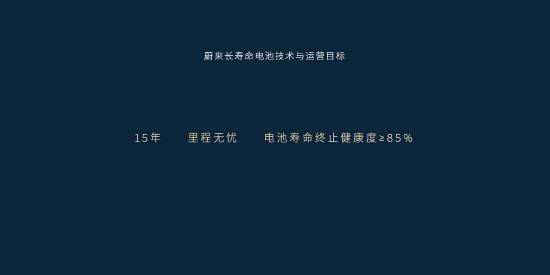 蔚来提出长寿命电池解决方案：目标是实现动力电池使用15年，健康度不低于85%