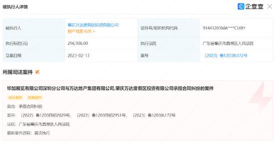 万达地产集团被强制执行近30万，涉及案件为承揽合同纠纷