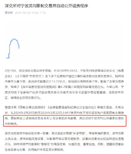 沪深交易所：对宁波灵均给予公开谴责处分决定