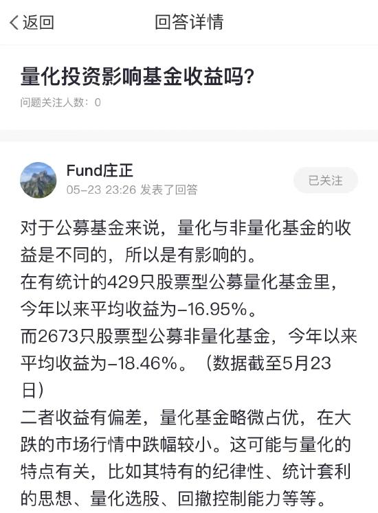 5月23日基金问答获奖榜：量化投资影响基金收益吗？