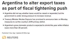 阿根廷推行财政紧缩政策 将修改出口税条款
