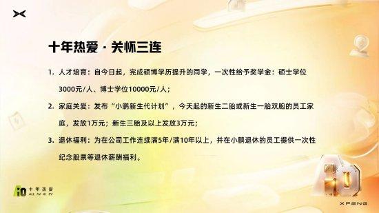 小鹏公布关爱计划：员工完成硕博学历提升给予奖学金，新生二胎发放1万元